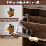 Wooden Shoe Bench with Cushion, Natural Wood Grain Shoe Storage Cabinet for 8-10 Pairs