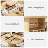 Extendable Round Dining Table 47"-59", Adjustable Kitchen Table for 4-6 People with Detachable Storage Cabinet