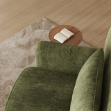 35" Low Profile Wood Accent Chair with Backrest, Wingback Lounge Chair for Living Room