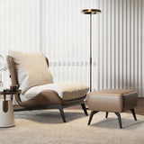 Modern Single Sofa Chair with Ottoman Footrest, Comfortable Leisure Armchair with Armrests