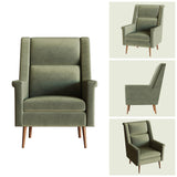 High-Quality Accent Chair with Seat Cushion, Mid-Century Modern Armchair with Solid Wood Legs
