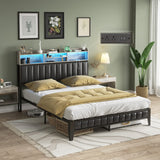 Wash Grey Headboard Queen Size Bed Frame