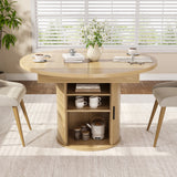 Extendable Round Dining Table 47"-59", Adjustable Kitchen Table for 4-6 People with Detachable Storage Cabinet