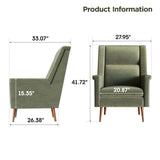 High-Quality Accent Chair with Seat Cushion, Mid-Century Modern Armchair with Solid Wood Legs