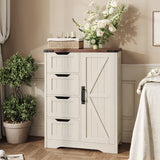 Farmhouse Bathroom Cabinet, White Freestanding Storage Cabinet with 4 Drawers and 1 Door
