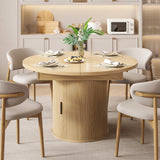 Extendable Round Dining Table 47"-59", Adjustable Kitchen Table for 4-6 People with Detachable Storage Cabinet