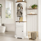 Premium 69" Farmhouse Arched Tall Bathroom Storage Cabinet with Drawer & Adjustable Shelves