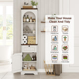 Premium 69" Farmhouse Arched Tall Bathroom Storage Cabinet with Drawer & Adjustable Shelves