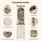 Premium 69" Farmhouse Arched Tall Bathroom Storage Cabinet with Drawer & Adjustable Shelves