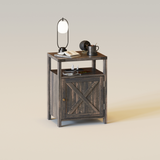 Mesa auxiliar estilo granja con puertos USB y tomas de corriente