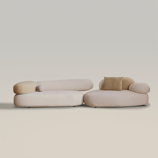 Conjunto de sofá de tela con forma de guijarro y mesa de centro