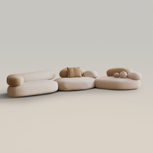 Conjunto de sofá de tela con forma de guijarro y mesa de centro