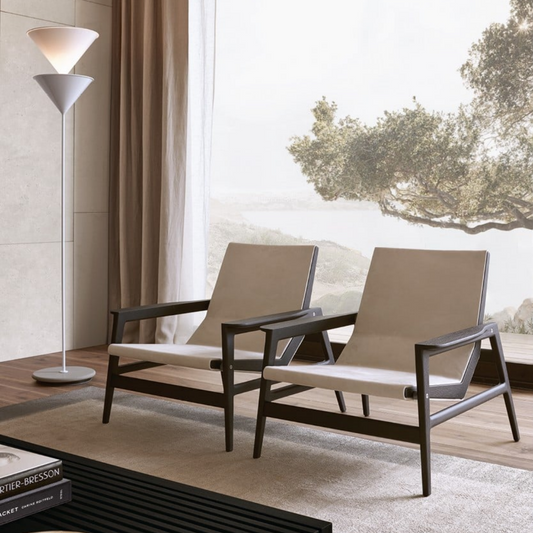 Sillón moderno con acento negro y versátil