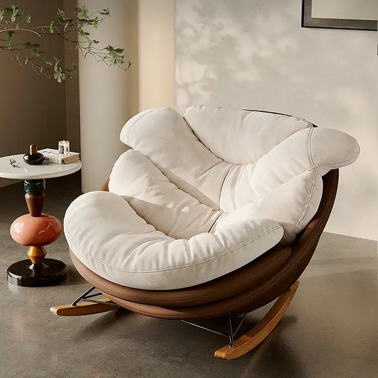 Sillón mecedor con cojín de felpa