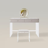 Modern Makeup Vanity Table Set with Mirror and Transparent Legs
