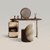 Modern Walnut Makeup Vanity with Comfortable Stool