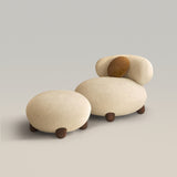Sillón moderno de felpa con respaldo alto y sofá perezoso