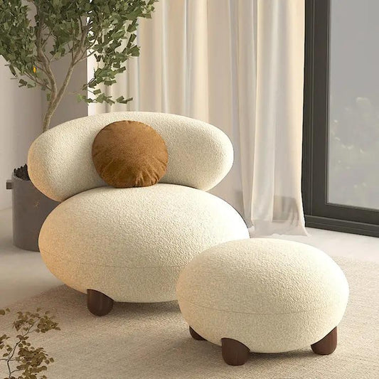 Sillón moderno de felpa con respaldo alto y sofá perezoso