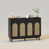 Retro Rattan Entryway Shoe Storage Cabinet