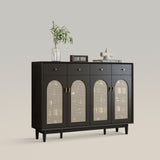 Retro Rattan Entryway Shoe Storage Cabinet