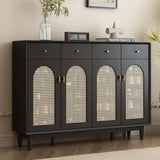 Retro Rattan Entryway Shoe Storage Cabinet