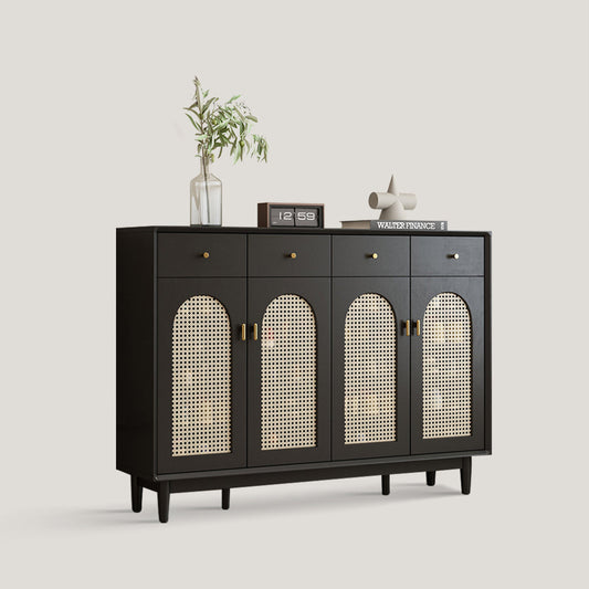 Mueble de entrada para zapatos de ratán estilo retro