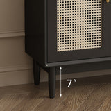 Retro Rattan Entryway Shoe Storage Cabinet