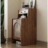 Mesa auxiliar moderna con armario de almacenamiento de ratán