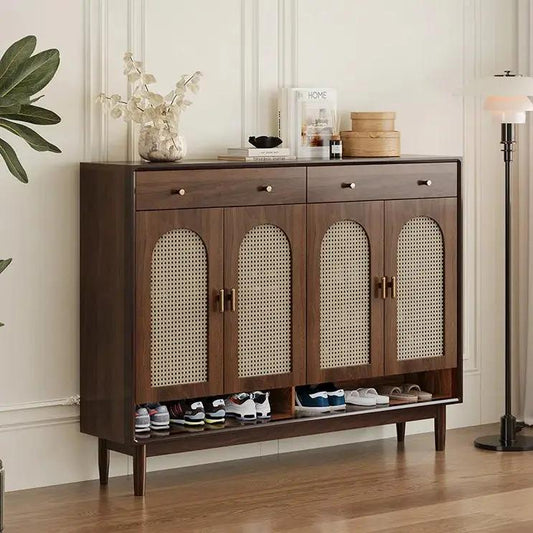 Mueble para guardar zapatos de madera maciza de color marrón