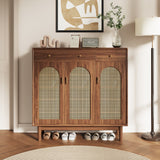 Freestanding Rattan Shoe Cabinet for Storage