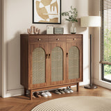 Freestanding Rattan Shoe Cabinet for Storage