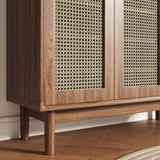 Freestanding Rattan Shoe Cabinet for Storage