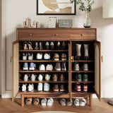 Freestanding Rattan Shoe Cabinet for Storage