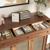 Freestanding Rattan Shoe Cabinet for Storage