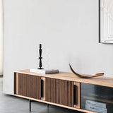 Soporte de TV curvo, moderno y elegante con panel en forma de onda