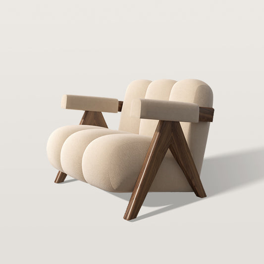 Sillón minimalista moderno con estructura de madera maciza