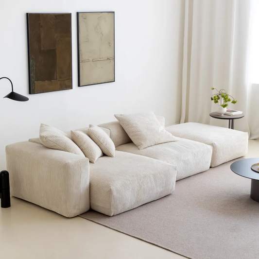 Sofá modular seccional de pana en forma de L
