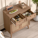 Rattan Cabinet Buffet Sideboard Storage Cabinet with Doors