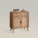 Rattan Cabinet Buffet Sideboard Storage Cabinet with Doors