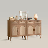 Rattan Cabinet Buffet Sideboard Storage Cabinet with Doors