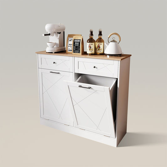 Gabinete de basura de cocina reciclable con 2 cajones