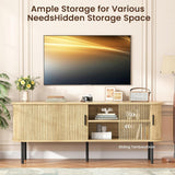 Vabches TV Stand with Storage and Adjustable Shelves
