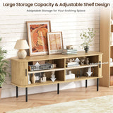 Vabches TV Stand with Storage and Adjustable Shelves