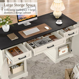 Vabches Farmhouse Executive Desk with 3 Drawers & 2 Storage Cabinet