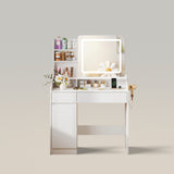 White Makeup Vanity Desk with 2 Drawers and Cabinet