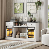 Mueble de TV con chimenea para televisores de 65 pulgadas con puertas corredizas estilo granero