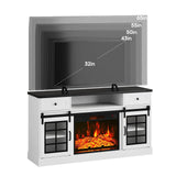 Mueble de TV con chimenea para televisores de 65 pulgadas con puertas corredizas estilo granero