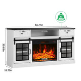 Mueble de TV con chimenea para televisores de 65 pulgadas con puertas corredizas estilo granero