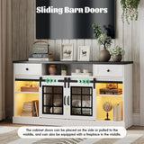 Mueble de TV con chimenea para televisores de 65 pulgadas con puertas corredizas estilo granero