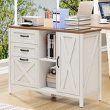 Farmhouse 3 Drawer File Cabinet with Open Storage Shelf